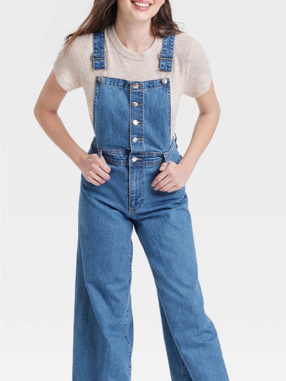 Universal Thread Denim Overalls Wide Leg